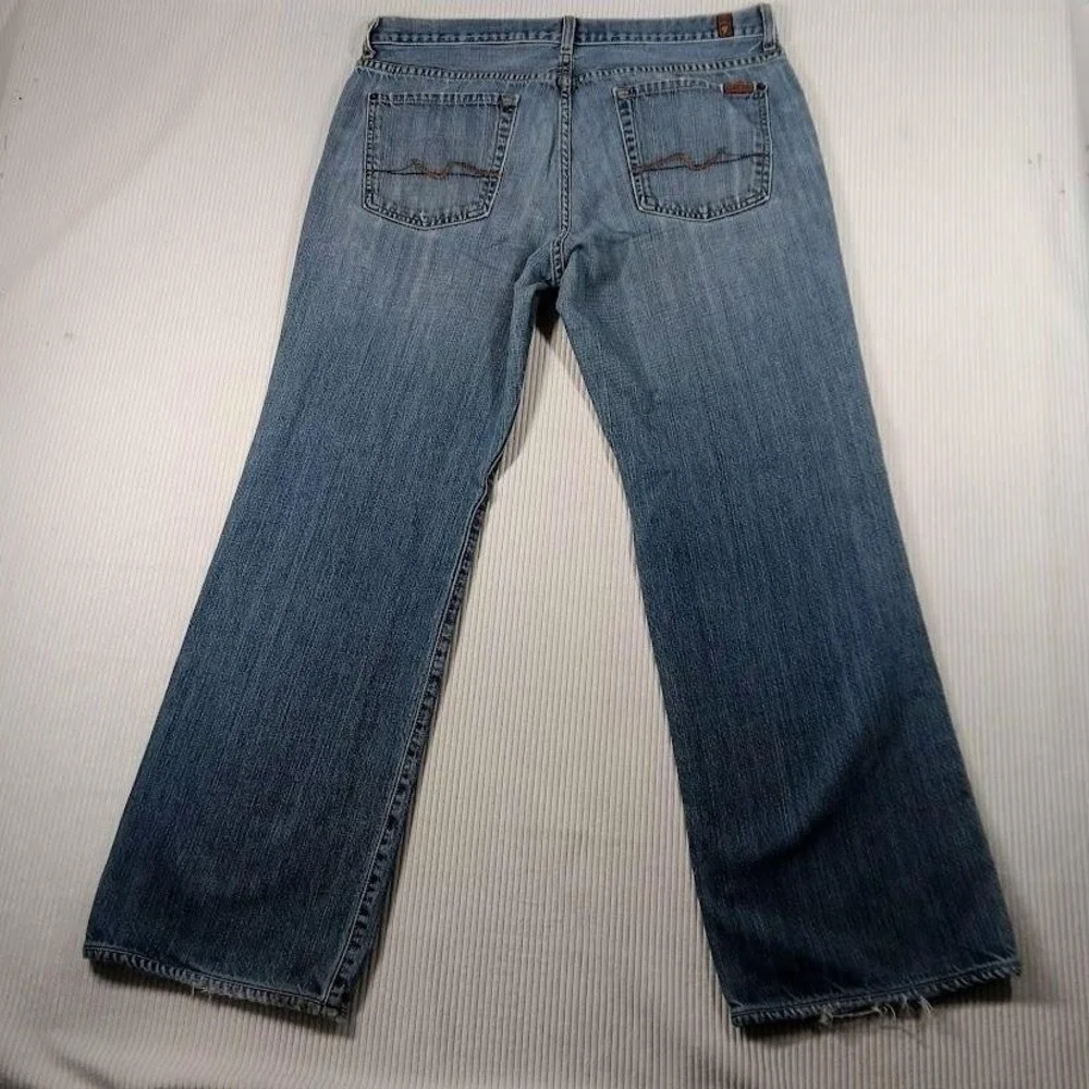 7 For All Mankind Jeans Mens 36x31 Blue Medium Wash Relaxed Straight Denim Pants